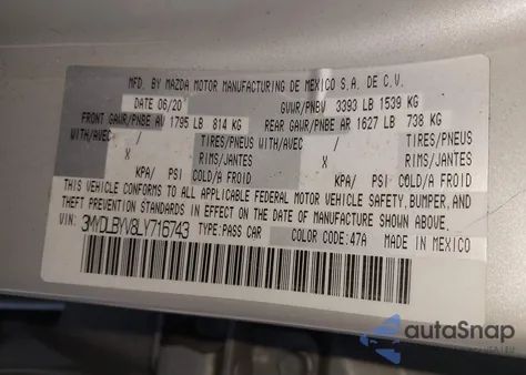 2020 Toyota Yaris Le из США, поврежденный, VIN 3MYDLBYV8LY716743